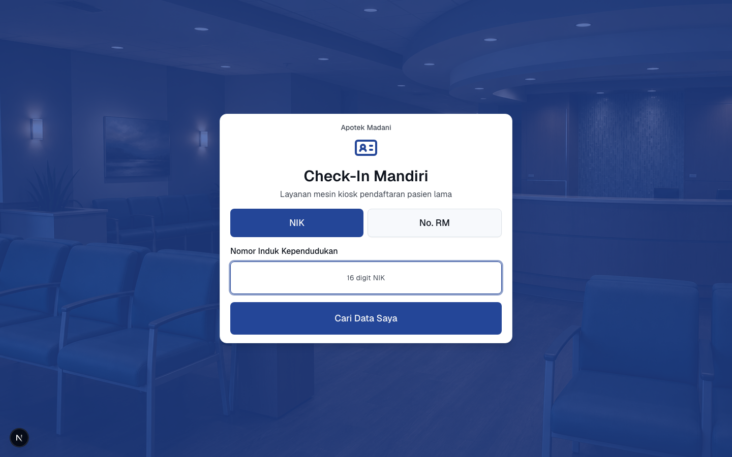 Kiosk check-in pasien lama